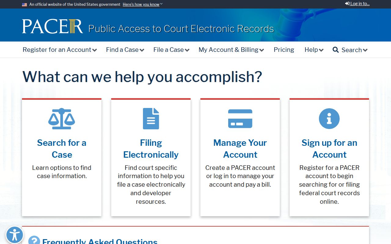 PACER federal court records website relevant to Indianola federal cases