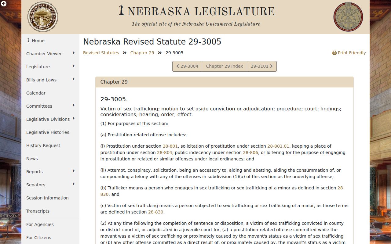 Nebraska set-aside statute page for an Indianola criminal record