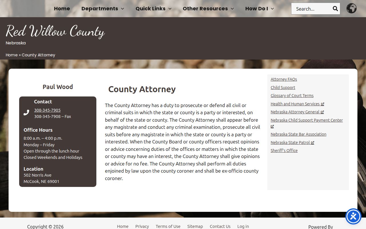 McCook criminal records moving through the Red Willow County Attorney
