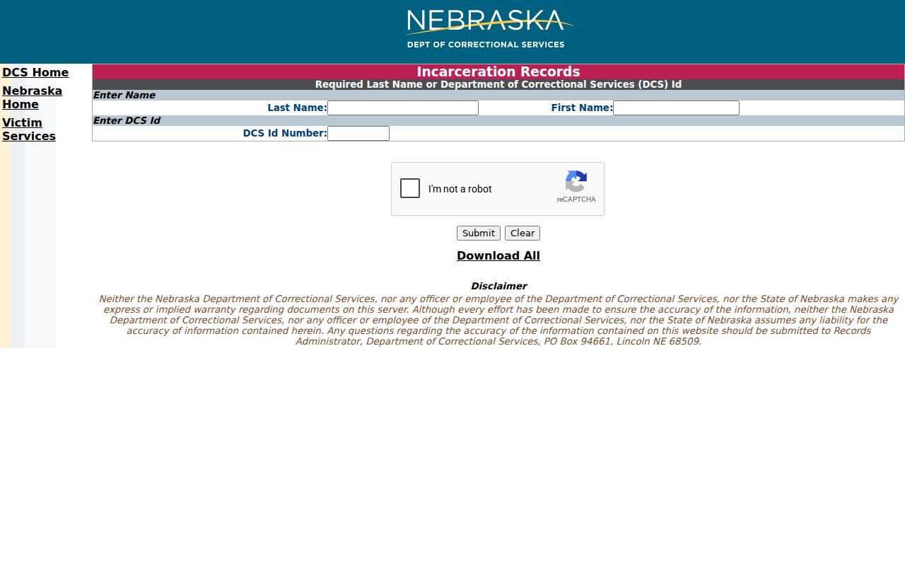 Red Willow County criminal history NDCS inmate search