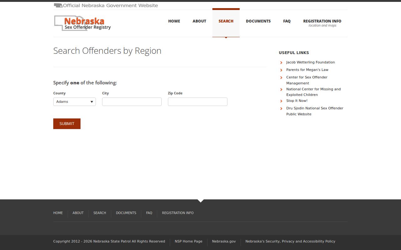 Red Willow County sex offender registry region search
